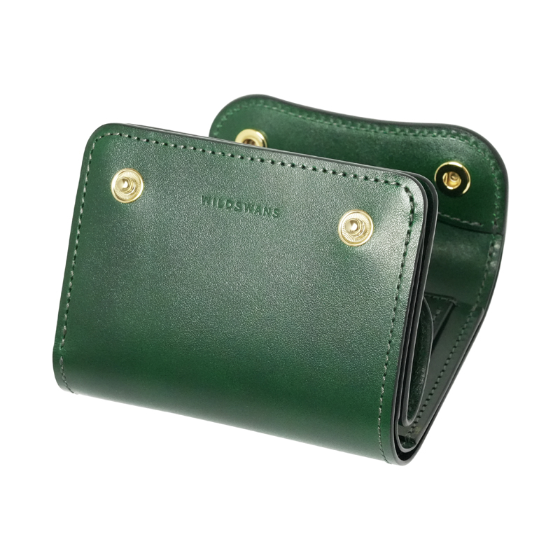 3つ折り財布《イーノ》サドルプルアップ グリーン｜WILDSWANS