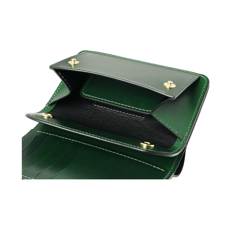 3つ折り財布《バーン》サドルプルアップ グリーン｜WILDSWANS